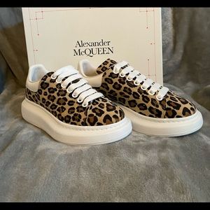 Alexander McQueen Oversized Leopard Suede Sneakers